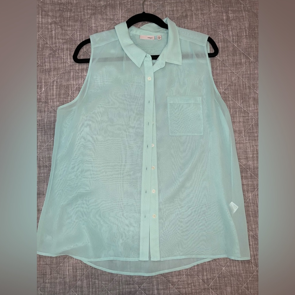 Mint sheer sleeveless top